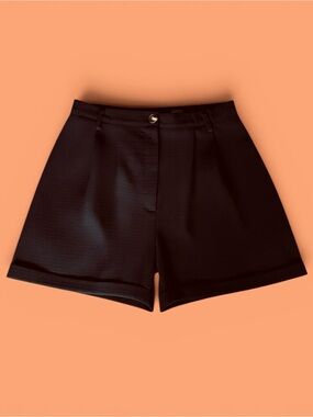 High-Waist Black Textured Women's Shorts